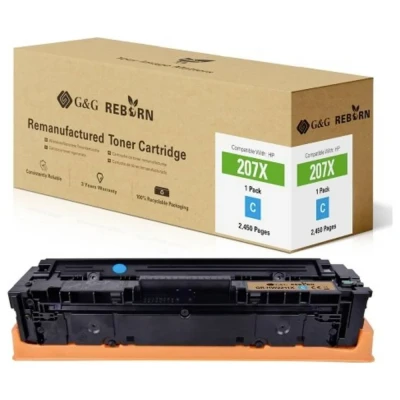 Afbeelding van G&amp;G REBORN 207X gereviseerde Tonercartridge Geschikt voor HP 207A W2211A W2211X cyaan
