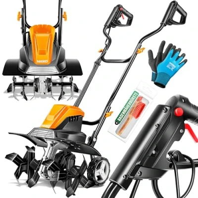Afbeelding van MASKO® elektrische motorhak 1500 Watt 45 cm werkbreedte 20 werkdiepte grondhak akkerfrees landbouwer tuinfrees hak inklapbare handgreep metalen behuizing transportwielen