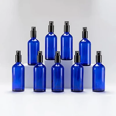 Afbeelding van Yizhao Blauw Glass Spray Bottle 100ml, met Kleine Fijne Nevelspray, Metalen Dop, Navulbaar voor Essentiële Olie, Reizen, Schoonmaken, Parfum, Aromatherapie, Make up 9 Stuks