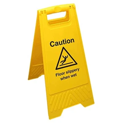 Afbeelding van Voorzichtigheid Vloer Glad Wanneer Nat Geel Dubbelzijdig Vloerbord