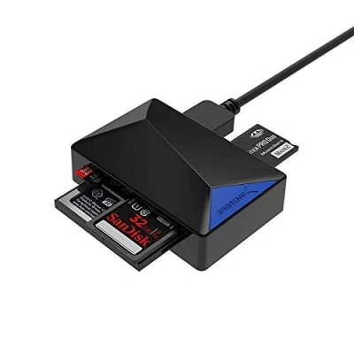 Afbeelding van SABRENT USB 3.0 Super Speed 4 Slot Geheugenkaartlezer voor Windows, Mac en Linux Ondersteunt SD, SDHC, SDXC, MMC/MicroSD, T Flash/MS, MS PRO Duo/CF, meer (CR BMC3)