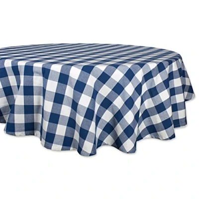Afbeelding van DII Buffalo Check Collection, Klassiek Boerderij Tafelkleed, 70&quot; Rond, Navy &amp; Cream