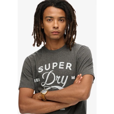 Afbeelding van Superdry Label WORK Tshirt print, Heren, Maat: Small, Surplus gravel grey grit