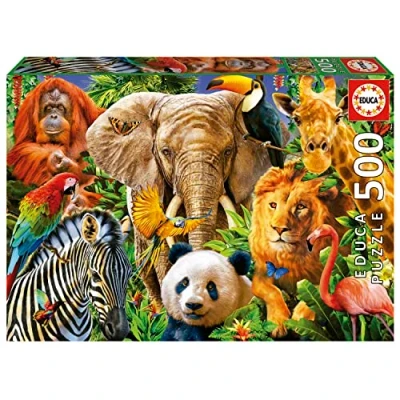 Afbeelding van EDUCA puzzel 500 stuks WILDE DIEREN