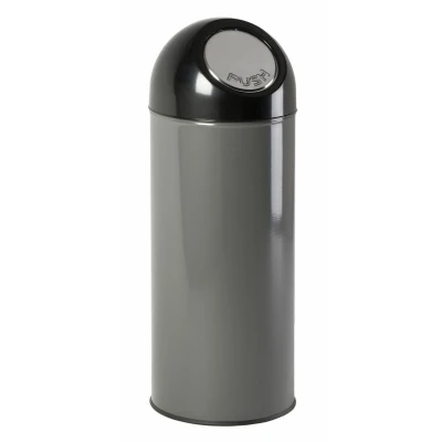 Afbeelding van Afvalbak 55ltr Pushdeksel met onderbak metallic/zwart