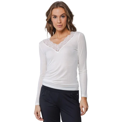 Afbeelding van Pastunette chique Wit pyjamashirt Maat XL