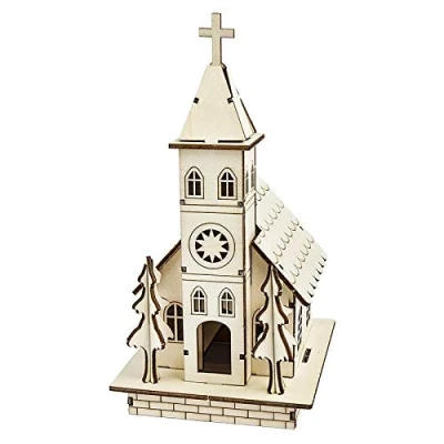 Afbeelding van Ideen mit Herz kerk, hout, om in elkaar te zetten, 22,5 cm x 11,5 13,5
