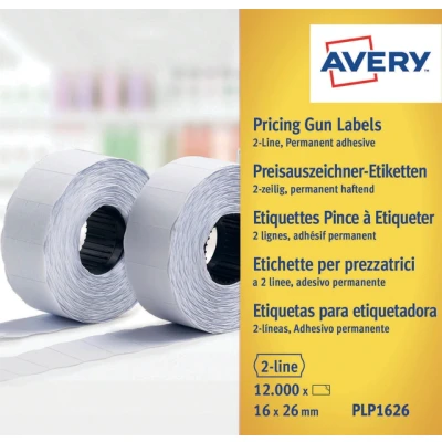 Afbeelding van Avery Plp1626 Etiketten Voor Prijstang Permanent, Ft 26 X 16 Mm, 12 000 Etiketten, Wit