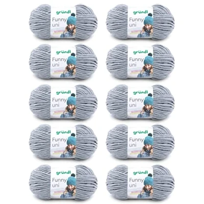 Afbeelding van Gründl Funny uni brei en haakgaren (fluweelachtig chenillegaren van 100% polyester, 10 x 100 g/120 m, naalddikte: 5 6), lichtgrijs