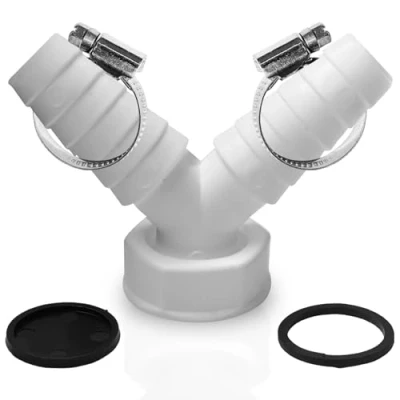 Afbeelding van Dubbele aansluiting voor wasmachine, vaatwasser 1 inch afvoeradapter en wasmachine Y adapter slang met ingangsaansluiting van 19 24 mm afvoer DN 25 buis