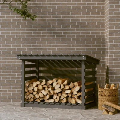 Afbeelding van Haardhoutrek 108x73x79 cm massief grenenhout grijs