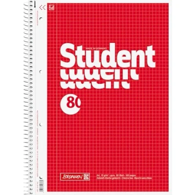 Afbeelding van Brunnen 1067940 notitieblok/collegeblok student A4 kariert Weiß, Umschlag rot