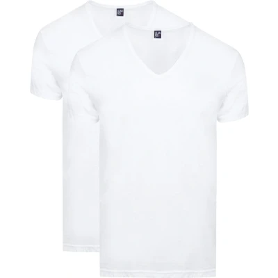 Afbeelding van Alan Red Dean V Hals T Shirt Wit (2Pack) maat S Heren Basic met Slim fit Pasvorm Katoen