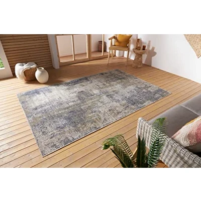 Afbeelding van Binnen en buitenkleed Gizeh Crème 160x235 cm Blauw 123vloerkleed.nl is de online webshop voor vloerkleden woonaccessoires.