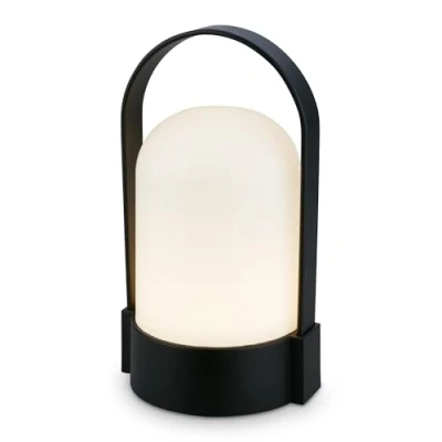 Afbeelding van BRILONER Draadloze LED tafellamp IP44, touch, dimbaar, vervangbare accu, nachtlamp, leeslamp, LED, campinglamp, tafellamp, buiten, 9x8x15,5 cm, zwart