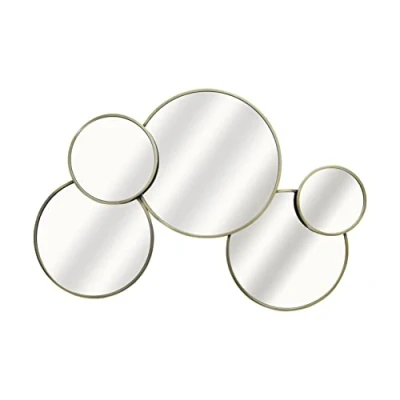 Afbeelding van INSPIRE Ronde multi spiegel Satellite, assortiment van 5 spiegels, verguld mat metaal, hoogte 40 cm, breedte 60 cm.