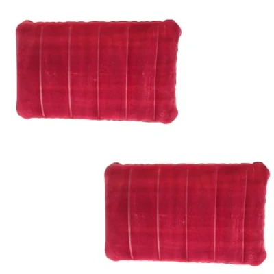 Afbeelding van tintoke Opblaasbaar kussen, campingreiskussen, luchtkussen, hoofdkussen, velourskussen, nekkussen, strandkussen, voor outdoor, reizen, wandelen, 2 stuks (dieprood)