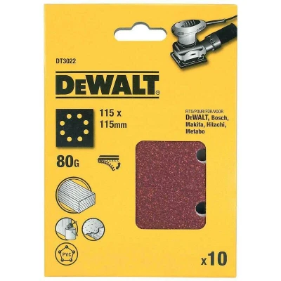 Afbeelding van DeWalt Accessoires Schuurpapier 1/4, 115x115mm, geperforeerd, velcro, K80 DT3022 QZ