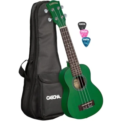 Afbeelding van Cascha HH 2265L Premium Mahogany linkshandige sopraan ukelele set groen