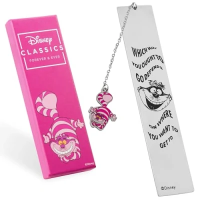 Afbeelding van Disney Metalen bladwijzers voor vrouwen, inspirerend citaat en charme geschenken haar (zilveren Cheshire Cat)