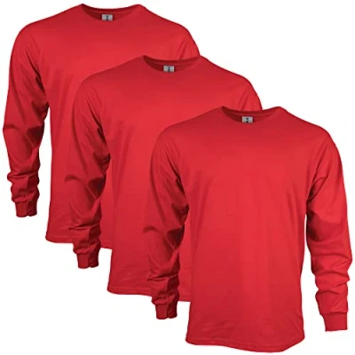 Afbeelding van Gildan heren Ultra Katoenen T shirt met lange mouwen, Stijl G2400, Rood, L