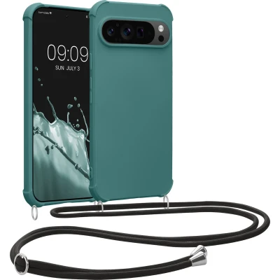 Afbeelding van kwmobile telefoonhoesjegeschikt voor Google Pixel 9 Pro XL Hoesje van siliconen met telefoonkoord In petrol