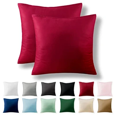 Afbeelding van Alreya Renforcé set van 2 kussenslopen 40 x cm 100% katoen met YKK ritssluiting, superzachte kussensloop, kussenhoes, Oeko Tex® standaard gecertificeerd, Rood, alleen kussensloop