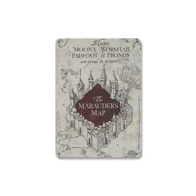 Afbeelding van Logoshirt Harry Potter Metalen wandbord klein Marauder&#039;s Map 15 x 21 cm Wit