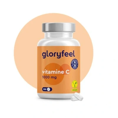Afbeelding van gloryfeel Vitamine C 1.000 mg Ondersteuning van het immuunsysteem Hooggedoseerd 200 veganistische tabletten (7 maanden)