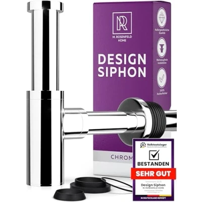 Afbeelding van Design sifon wastafel extra sterke 304 roestvrij stalen wanden met 750 g geurafsluiter incl. afdichtingen reinigingsopening + installatie instructies aan afvoergarnitu