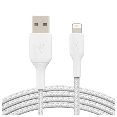 Afbeelding van Lightning naar USB kabel Braided van Belkin 5 Meter / Wit