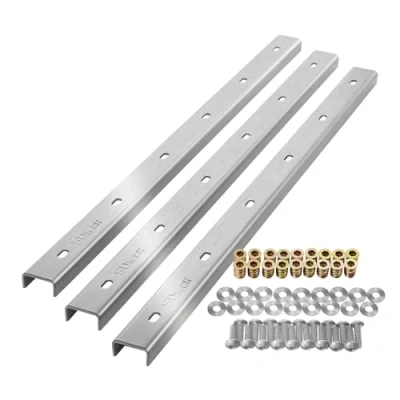 Afbeelding van SOTECH Noklijsten 3 stuks U vorm echt roestvrij staal 90 x 4 2 cm voor tafelbladen/incl. bevestigingsschroeven en inschroefhulzen Verstevigingsprofiel