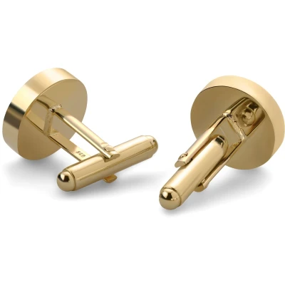 Afbeelding van Ronde manchetknopen van 14K verguld sterling zilver met onyx inleg