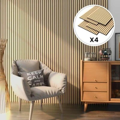 Afbeelding van Akoestisch Wandpaneel Vang set van 4 mdf 2,88 m² eiken