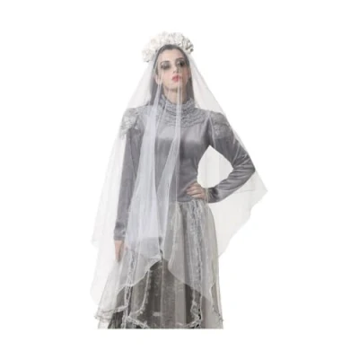 Afbeelding van Halloween/horror verkleed diadeem/bloemenkrans met sluier zombie/spook kunststof dames Verkleedhoofddeksels