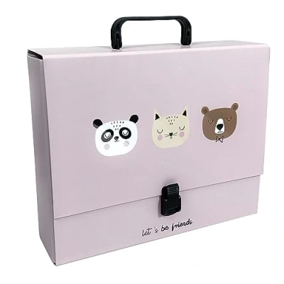 Afbeelding van Interdruk Children&#039;s File Box Case with Handle Rigid Folder Fits A4 Size Bebe Friends Girls
