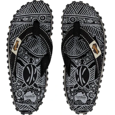 Afbeelding van Gumbies Teenslipper Heren ISLANDER CANVAS SLIPPERS BLACK SIGNATURE PATTERN Maat 46