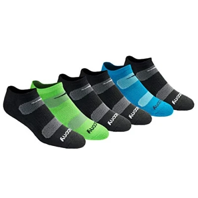 Afbeelding van Saucony Multi Pack Mesh Ventilating Comfort Fit Performance No Show Sokken voor heren, Zwarte mode (6 paar), Large