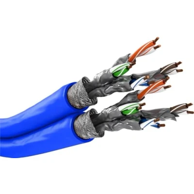Afbeelding van SFTP CAT7a+ duplex netwerkkabel vaste aders AWG22 LSZH blauw 50 meter