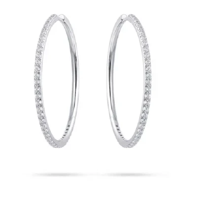 Afbeelding van Schitterende Zilveren Oorringen belegd met Zirkonia&#039;s 40 mm.