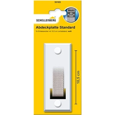 Afbeelding van Schellenberg 53103 rolluikgordel, afdekking, gatafstand 10,5 cm, standaard maxi, voor riemwikkelaars en inlaatwikkelaars, wit