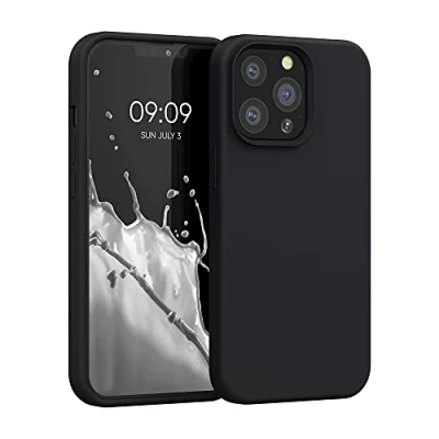 Afbeelding van kwmobile telefoonhoesje geschikt voor Apple iPhone 13 Pro Hoesje met siliconen coating Smartphone case in zwart