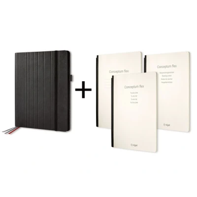 Afbeelding van Sigel Si Cf132 Conceptum Flex Business Organiser A4 Zwart/Kunstleer + 3 Schriften