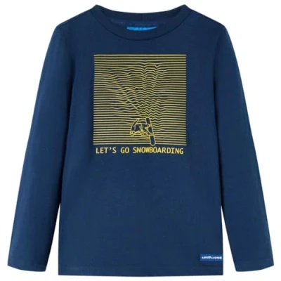 Afbeelding van Kindershirt met lange mouwen snowboardprint 104 marineblauw