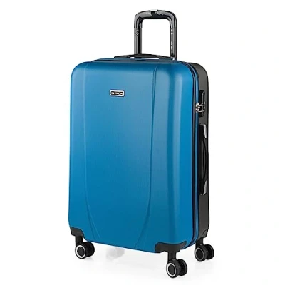 Afbeelding van ITACA Grote Koffer Trolley Reiskoffer van ITACA. Groot 4 Wielen Combinatieslot. ABS harde schaal 71170, Blauw Antraciet
