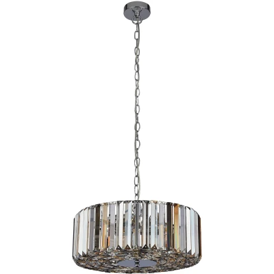 Afbeelding van Searchlight Hanglamp Chapeau 50cm chroom met kristalglas 82101 5CC