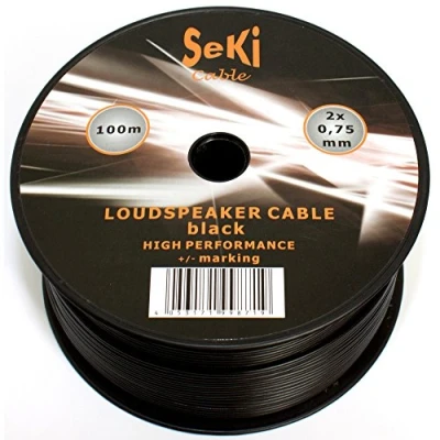 Afbeelding van luidsprekerkabel 2x0,75mm2 100m zwart CCA audiokabel