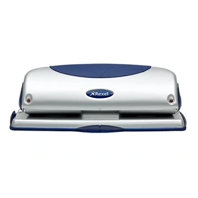 Afbeelding van Rexel Precision 425 4 perforator, 25 vel capaciteit, papier uitlijning indicator, metaal, zilver/blauw, 2100754