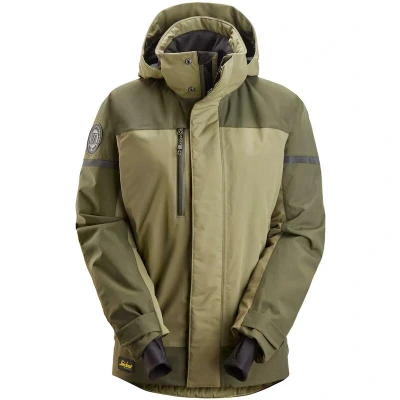 Afbeelding van Snickers 1177 AllroundWork, Waterdichte Geïsoleerde Dameswerkjas Khaki Groen/Groen