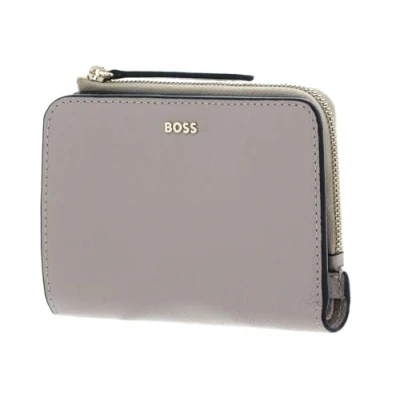 Afbeelding van BOSS Leren Portemonnee Alyce Ziparound Wallet Light Beige